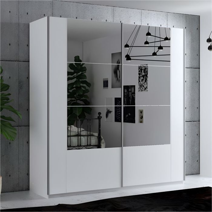 Diego Sliding Door 200cm Wardrobe - White