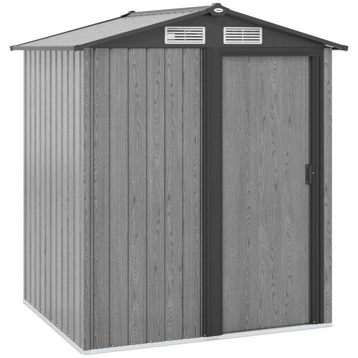 SUNVISTA 4.3 x 5ft Outdoor Garden Storage Shed Grey Wood Effect