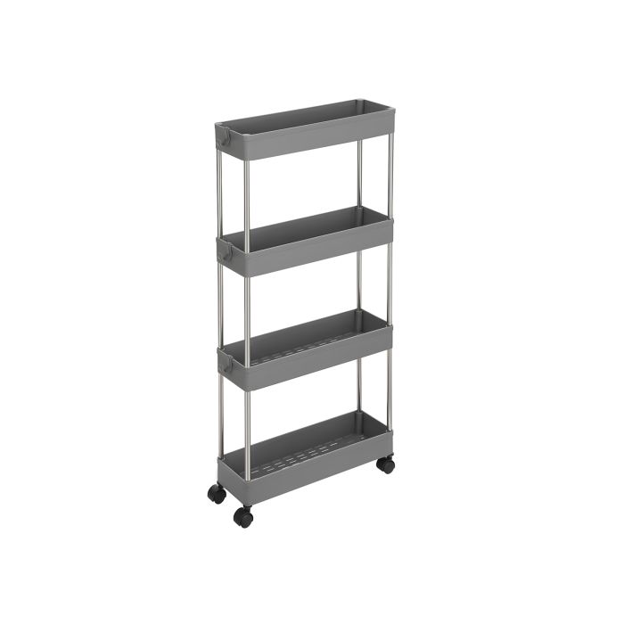 Grey 4-Tier Slim Plastic Storage Cart