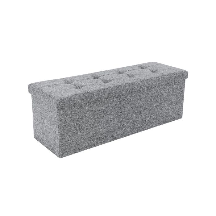 Storage Ottoman - VELSO Folding Storage Ottoman Bench with Storage - Grey