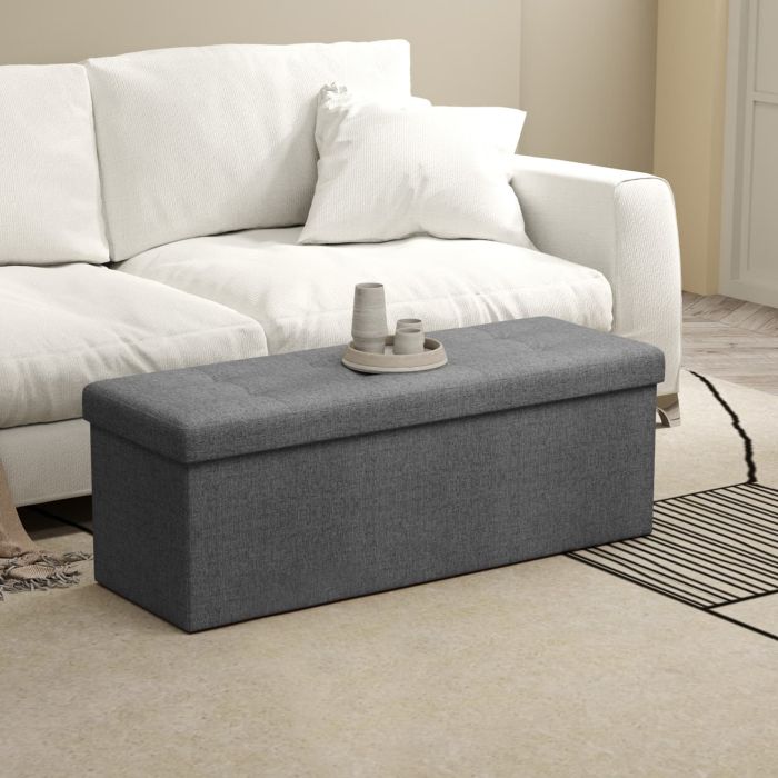Storage Bench - VIVRAH Storage Ottoman End of Bed Bench with Storage - Dark Grey