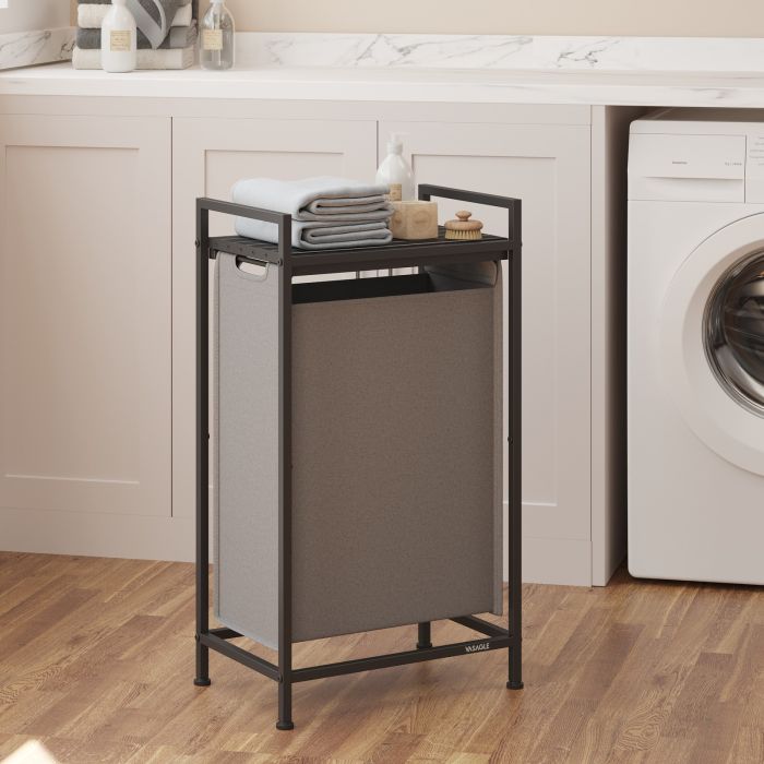 Laundry Hamper - MARDA Basket Sorter Pull Out Liner Shelf - Grey