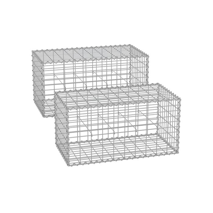 Gabion Cage - MARNIA Metal Stone Wall 100 x 50 x 50 cm - Silver