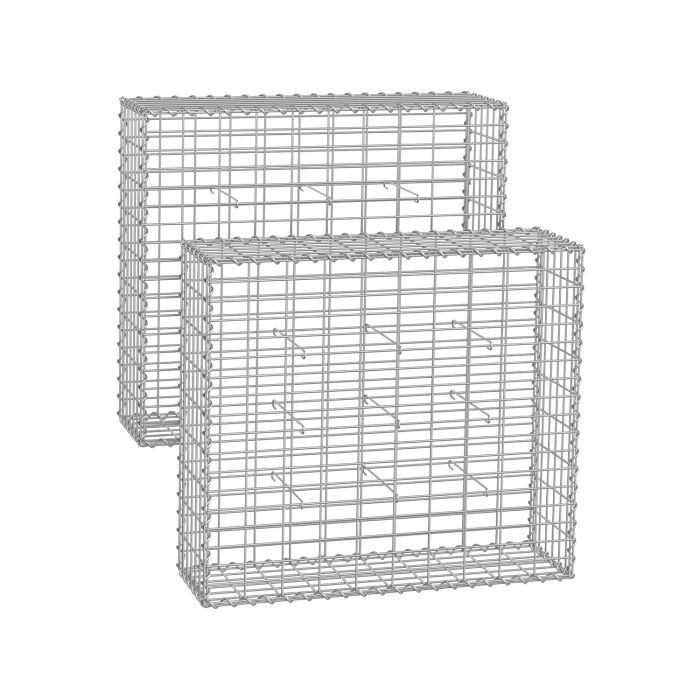 Gabion Cage - MARNIA Metal Stone Cage 100 x 90 x 30 cm - Silver