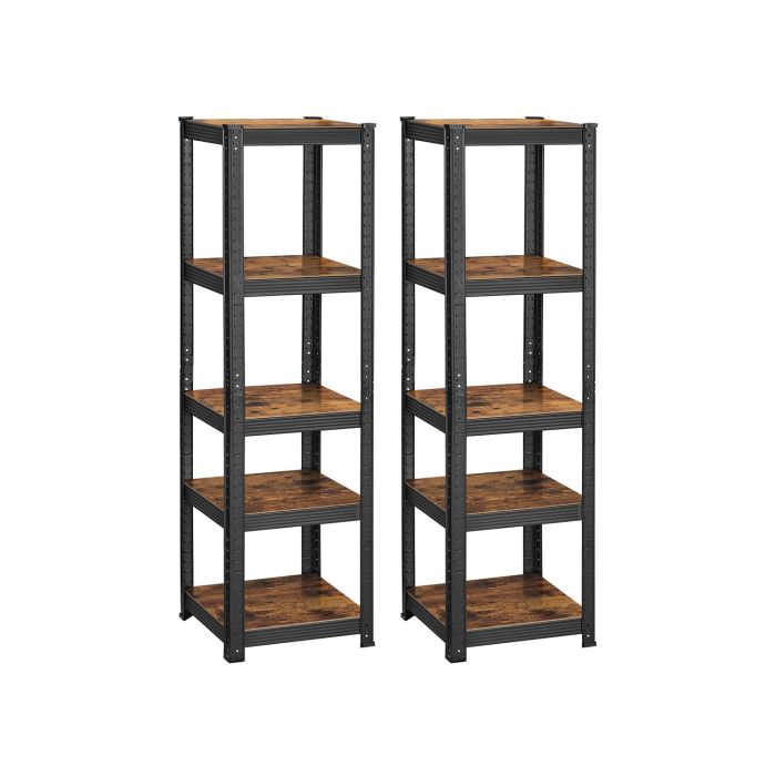 Shelving Units - TARLIA Set of 2 37 x 150 cm 400 kg Load - Brown