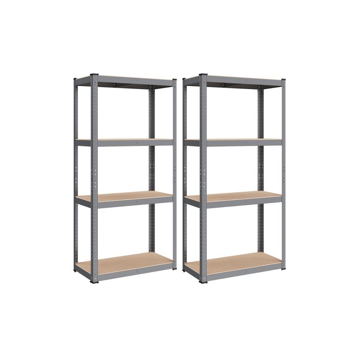 Shelving Unit - TARLIA 4 Tier Steel Storage Shelving - Silver