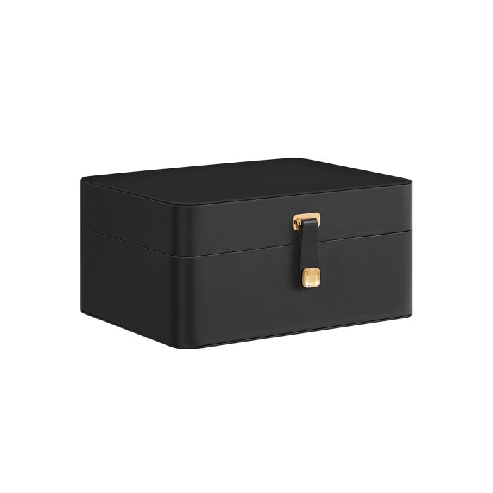 Jewellery Box - SOLNZA 2-Layer Organizer with Mirror and Tray - Black
