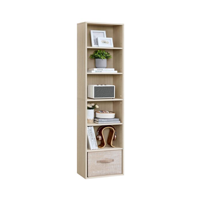 Bookcase - MONNOS 6 Tier Bookshelf 24 x 40 x 178.5 cm - Beige