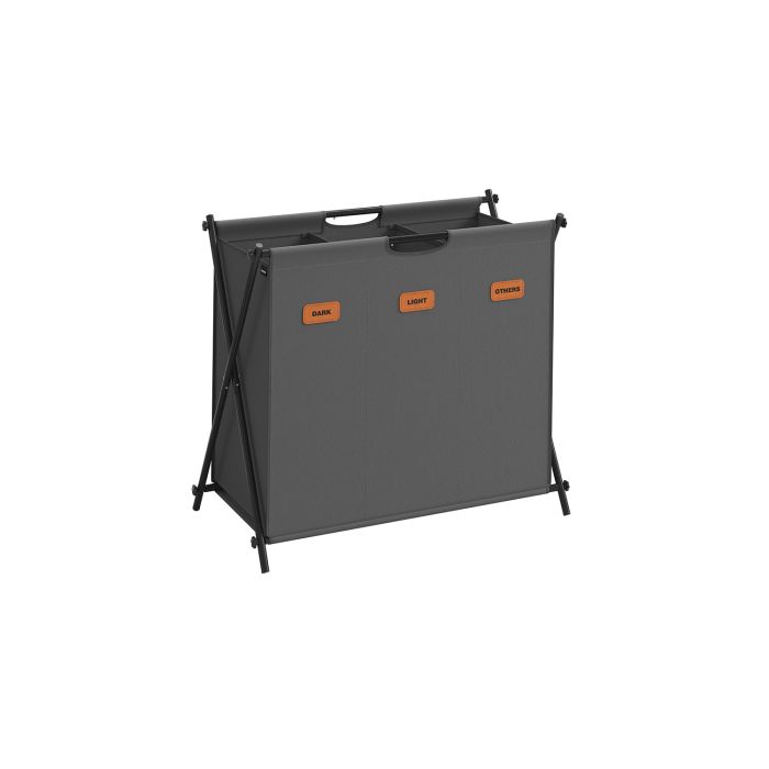 Laundry Hamper - TARRIA 135L X-Frame 3 Sections - Slate Grey