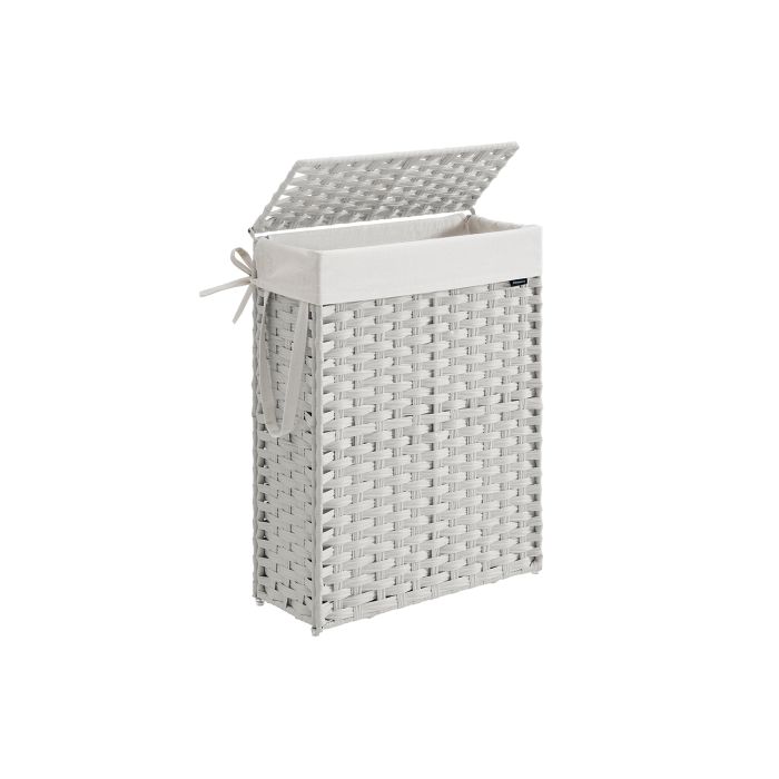 Laundry Basket - TARRIA 55L Slim with Lid and Handle - White