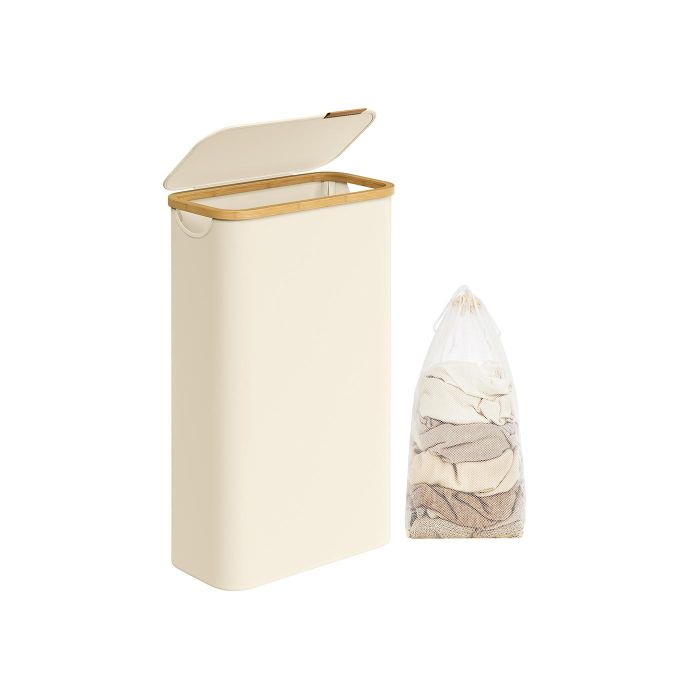 Laundry Basket - LUSNZA 65L with Lid - White