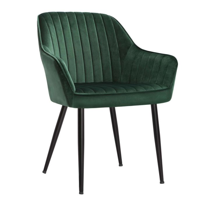 DEDENI Velvet Dining Chair - Green and Ink Black