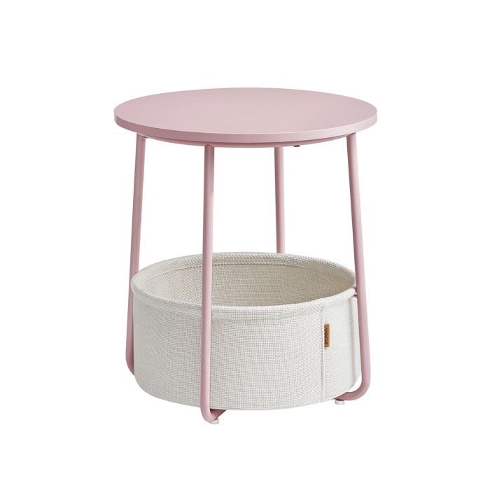 Round End Table with Fabric Basket