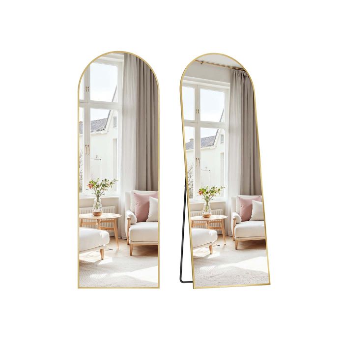 Mirror - SERSO Full Length Arched Mirror with Stand 160 x 50 cm - Pale Gold