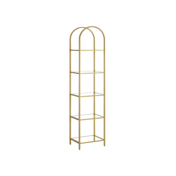 5-Tier Shelf, Tempered Glass Shelving Unit, Arched Design