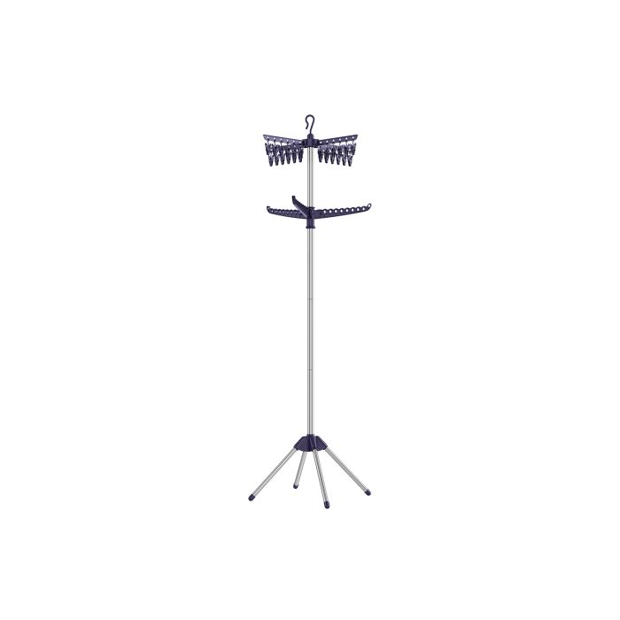 Folding Clothes Airer with 3 Rotatable Arms Blue and Silver