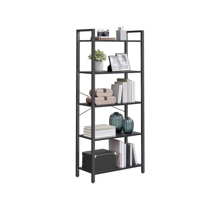 Bookshelf - NOVVAS 5 Tier Standing Shelf Ebony Black