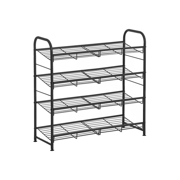 VIVNZA Shoe Rack - 4 Tier Storage Medium Sized Rack - Black