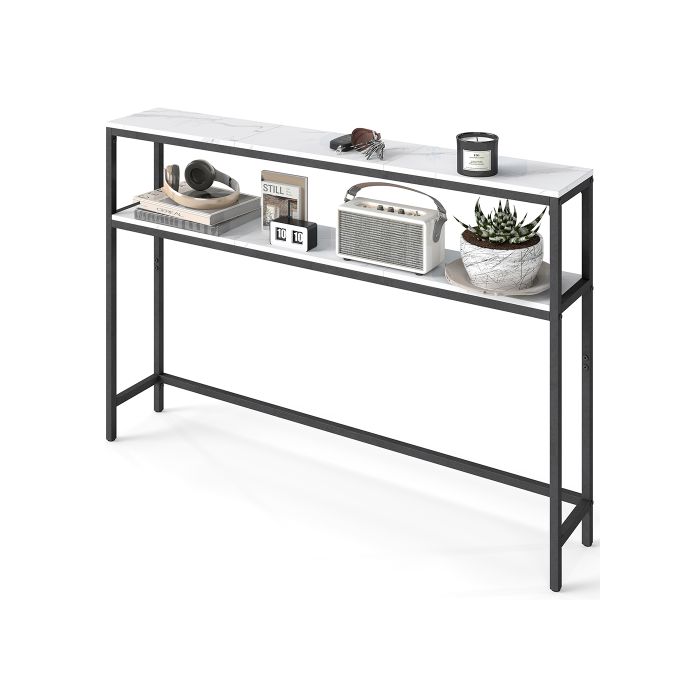 Console Table - ASTRO 2 Tier Hallway Table - Marble White and Black