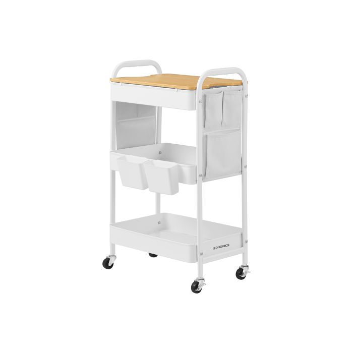 Storage Trolley - ORARAH 3 Tier with Table Top - White