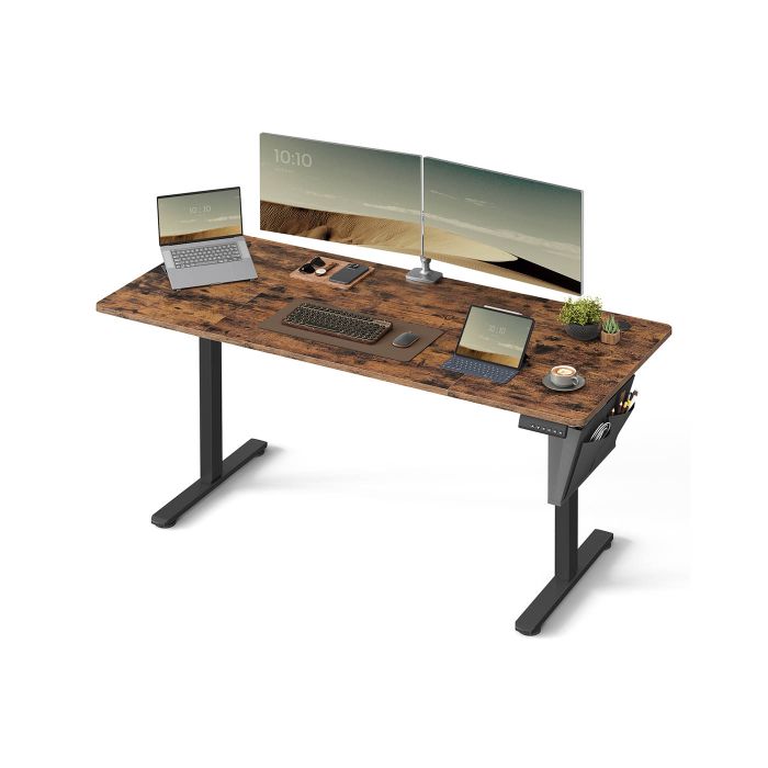 Computer Table - ASTNOS Electric Height Adjustable Standing Desk 70 x 160 cm - Rustic Brown