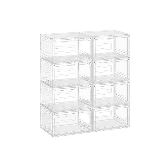 NOVNA Shoe Box - 8 Shelf Stackable Small Sized ShoeBox - White
