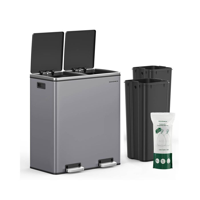 Rubbish Bin - SOLNA Dual 2 x 30L with 15 Bag - Slate Grey