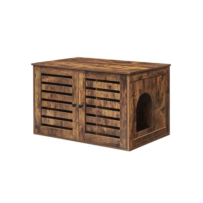 Cat Litter Box Enclosure - AVONZA Rustic Brown with Removable Divider - Rustic Brown