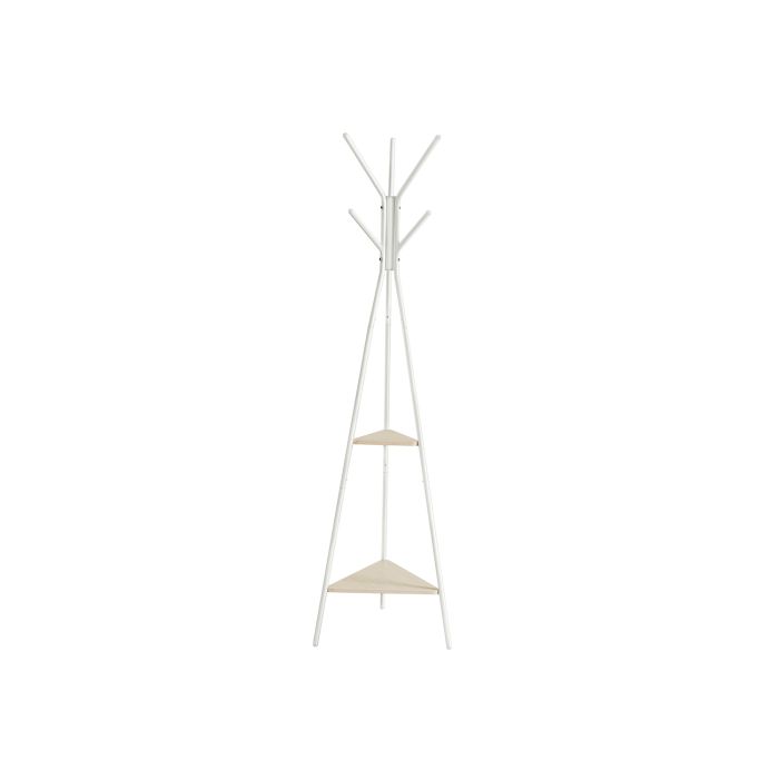 Hall Tree - VIVRAE Industrial Coat Rack with 2 Shelves and Bag Holder - Rustic Beige White