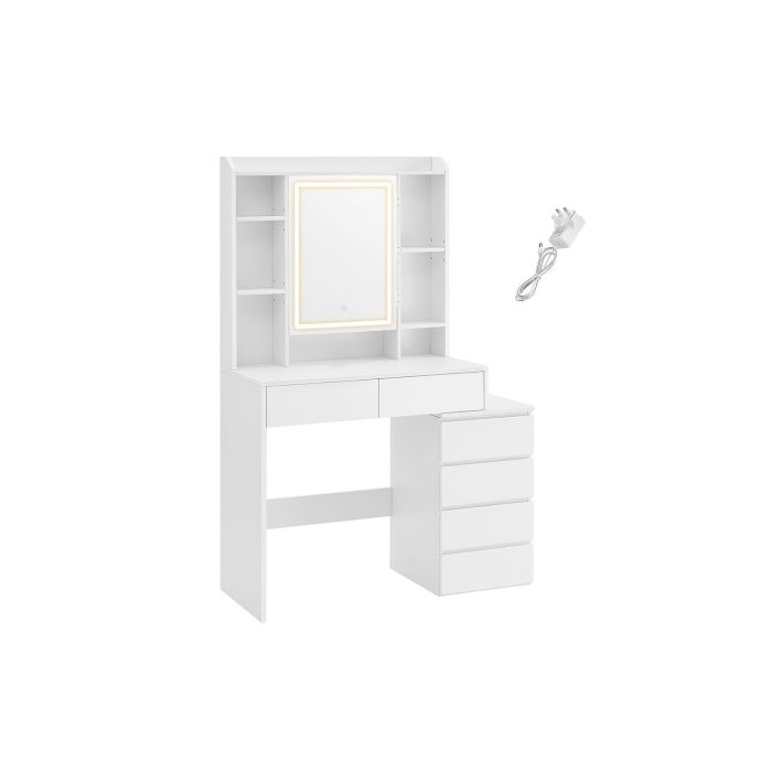 Dressing Table - SERVA LED Lights and Drawers 97.5 x 145 cm - White