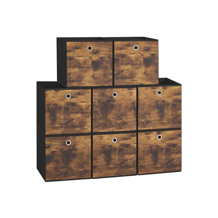 Storage Cubes - VELVA 8 Foldable Fabric Storage Cube - Rustic Brown