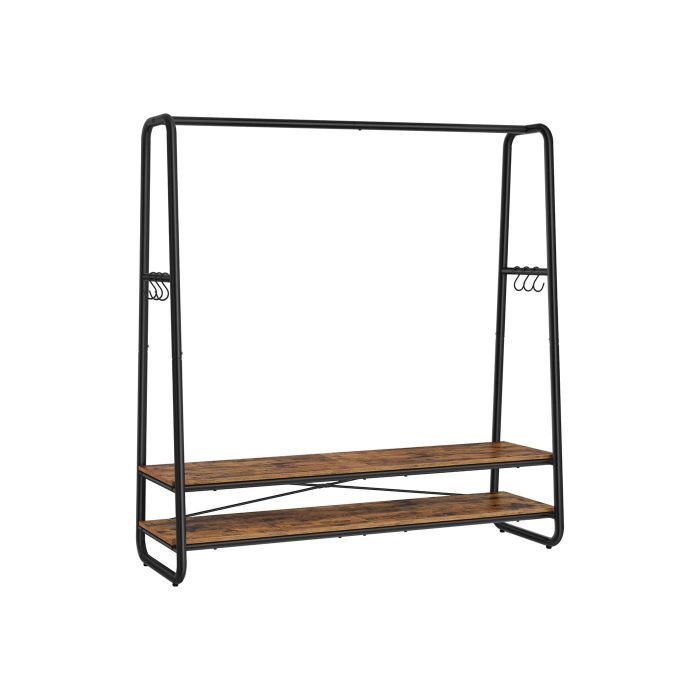 Clothes Rail - VIVRO 2 Shelves Rustic Brown Black