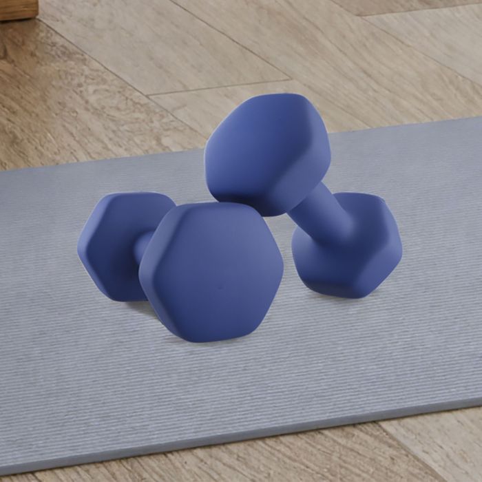 Dumbbells - LUSNOS Set of 2 Neoprene Hex 5kg Dumbbells - Aqua