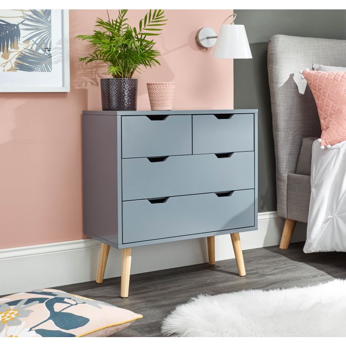 NORTHBAY Grey Chest of Drawers - Small-sized, 4 Drawers