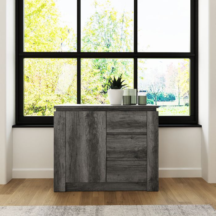 CANON 1 Door 3 Drawer Medium-sized Sideboard - Charcoal Grey