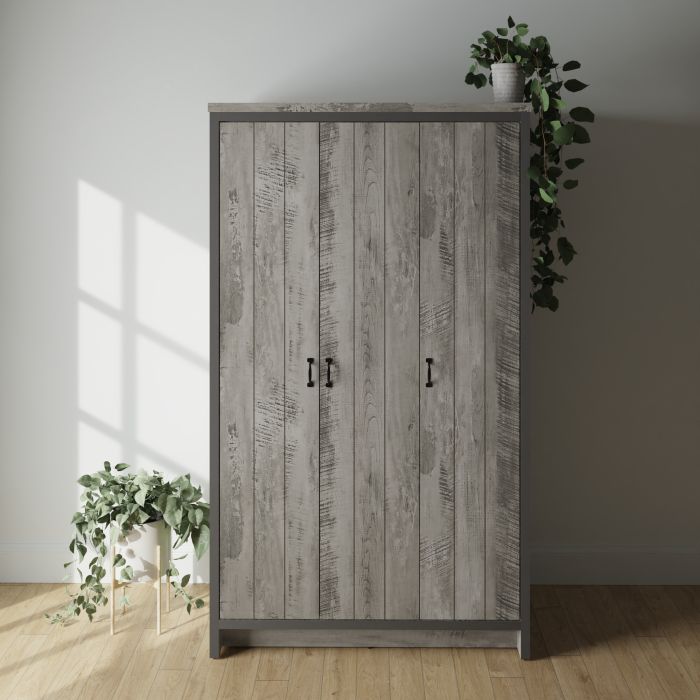 BELONA 3 Door Wardrobe Grey - 105.6cm