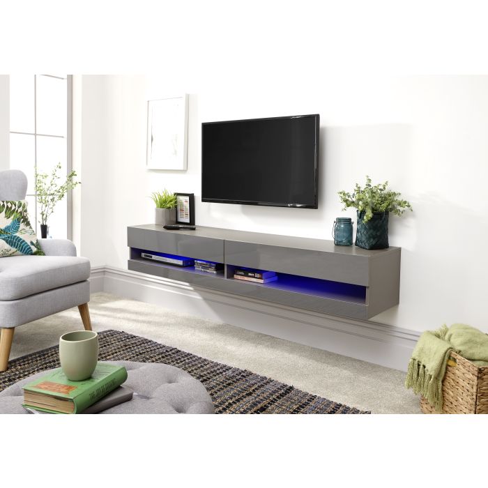 Galicia Wall-Mounted Grey TV Unit - 180CM TV Unit