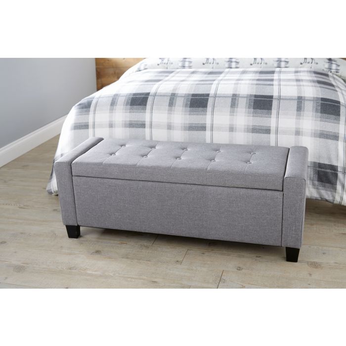 Verona Ottoman Bench Grey Fabric
