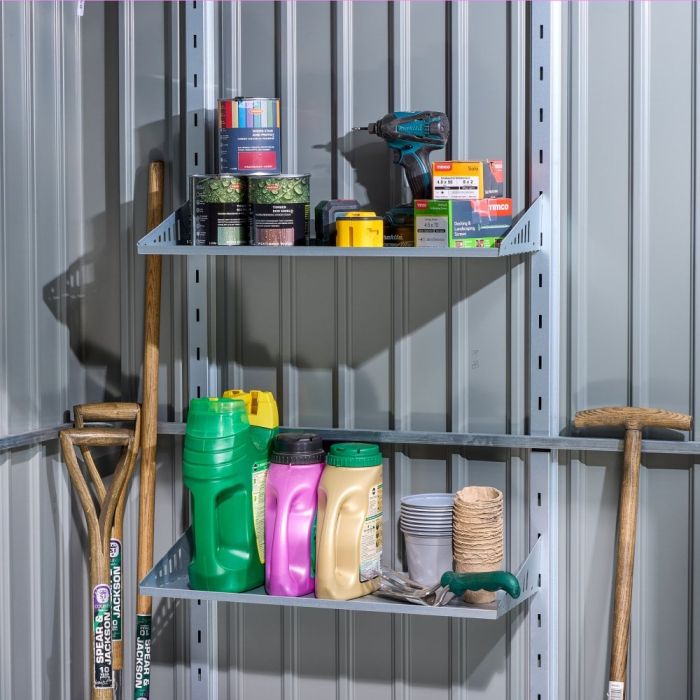 ALDERWYCK Metal Shed Shelf Kit Steel 2 Storage Shelving - Silver
