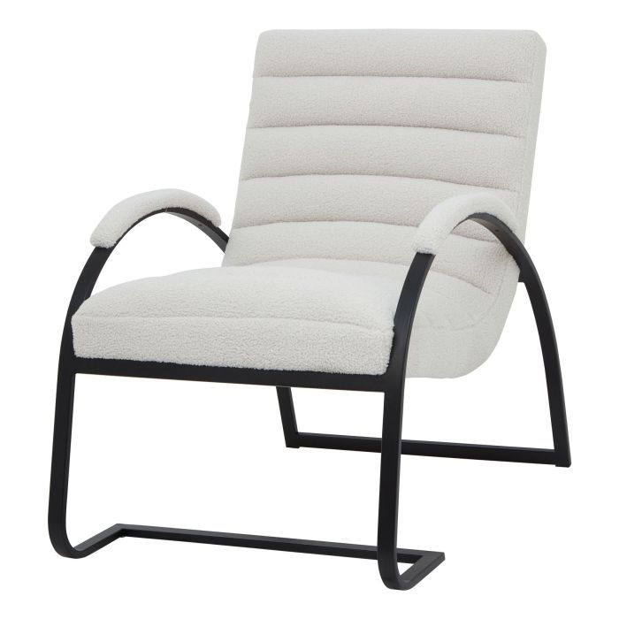 High Quality Metal Frame Boucle Ribbed Ark Armchair