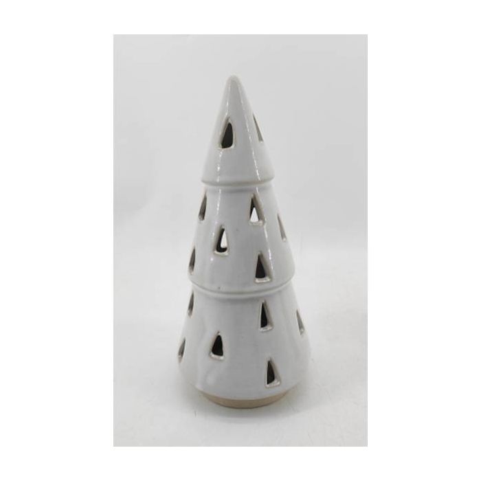 White Ceramic Cut Out Tree With LED Lights - Small