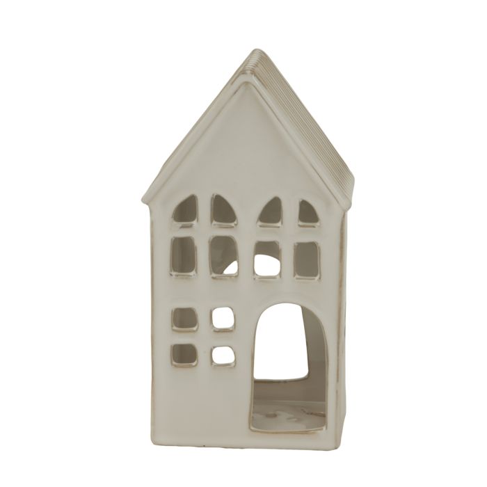 VILLA Ceramic House Tea Light Holder - White
