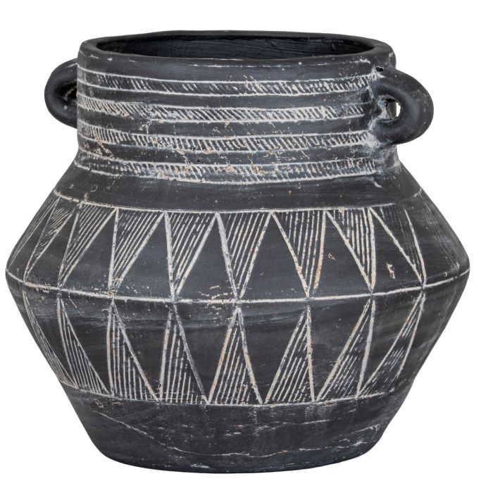 SCULPT Tall Pot With Handle - Black