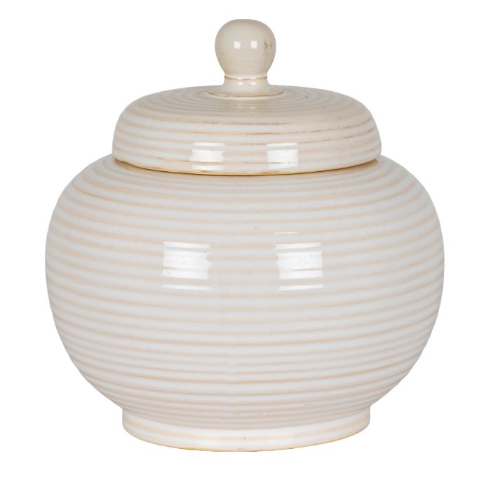ARCADIA Small Lidded Ceramic Jar - White