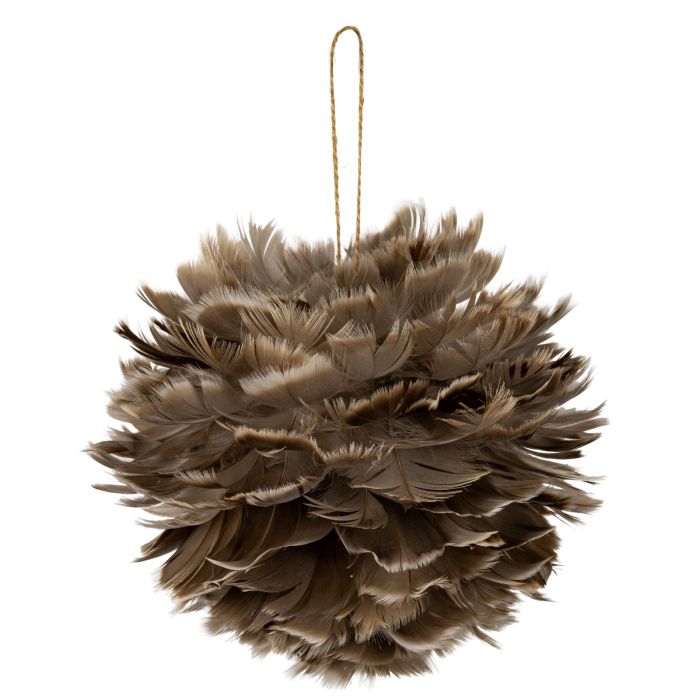 PLUME Large Fawn Feather Ball Decoration - Brown