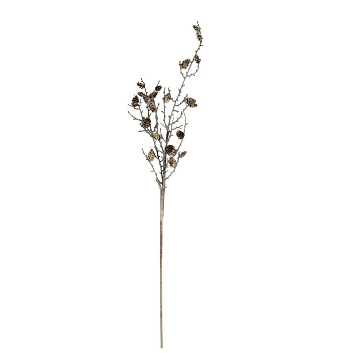 NIVAL Snowy Winter Branch With Pinecones - White