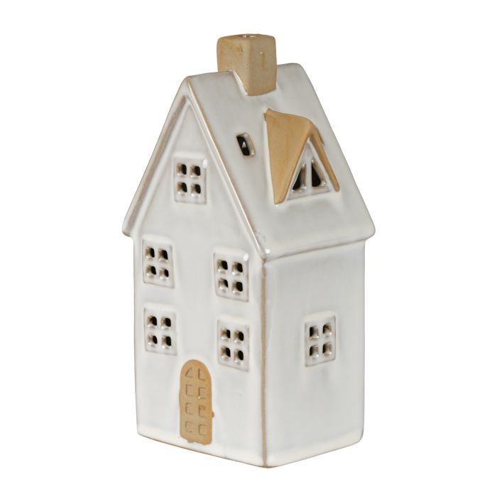 CELESTE Ceramic Large Townhouse With LED Light - White