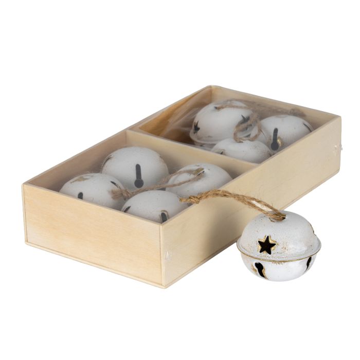 FERRO Eight Large Metalic Bells in Wooden Box - Multi Colour