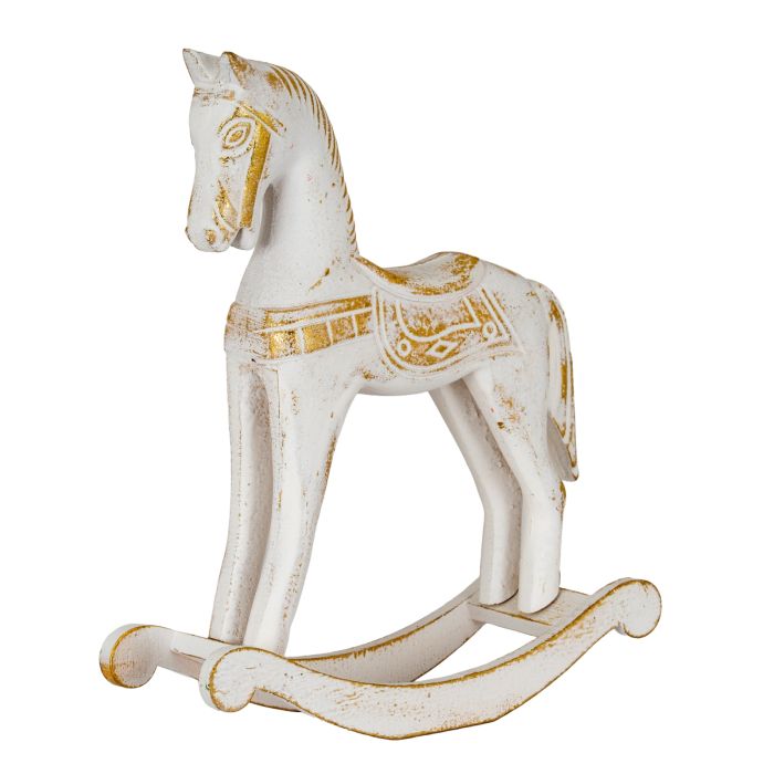 TIMBER Small Whitewashed Wooden Rocking Horse - White