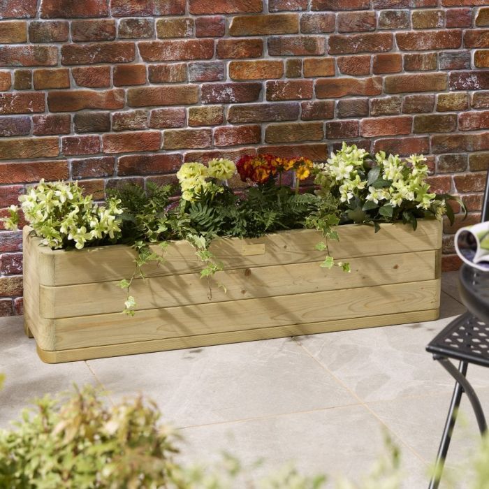 VELMONT Trough Garden Planter Oak - 120cm